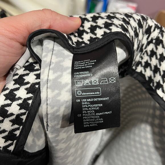 H&M Wool Blend Houndstooth Straight Mini Skirt Black/White Checkered Womens 12 - Picture 5 of 7